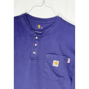 Carhartt FR Flame Resistant Long Sleeve Henley Shirt Navy Blue Men XL